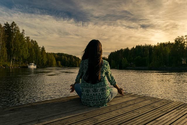 yoga, woman, nature